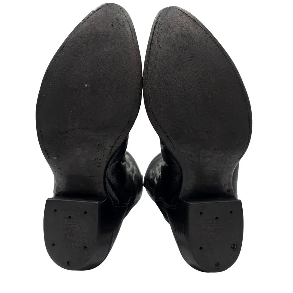 Vintage Tony Lama Mens 9D Black Exotic Ostrich Wingtip Cowboy Western Boots CBC - Picture 6 of 14